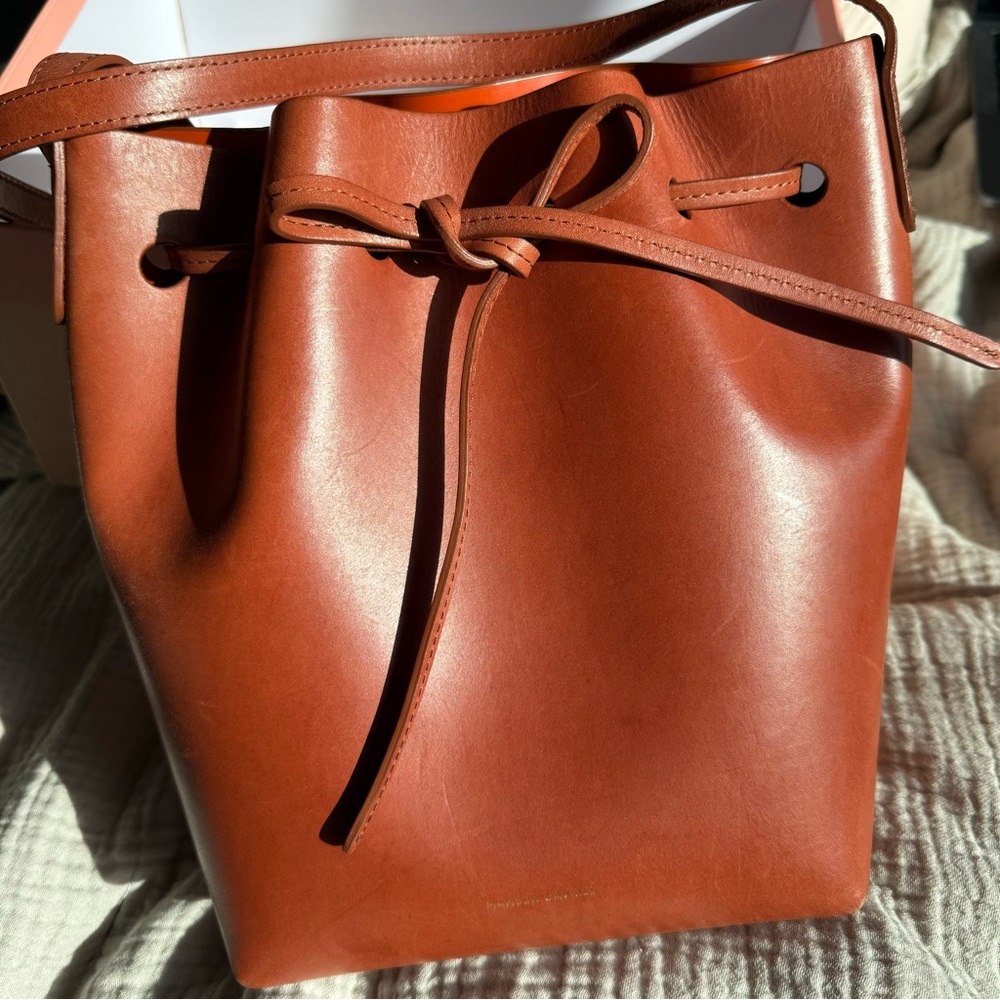 Mansur Gavriel Brown Leather Bucket Bag, Retails for $645